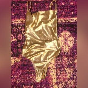 NWOT Gold Velvet Bodysuit